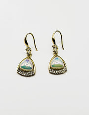 Luxe Moonstone Triangular Halo Drop Earrings | BEST FASHION JEWELRY IN UAE