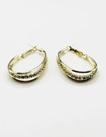 Biya Accessoires artificial jewellery online dubai triple band gold hoop earrings with crystals.