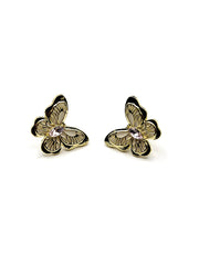 Biya Accessoires artificial jewellery online dubai white and gold butterfly stud earrings.