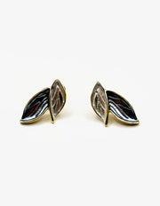 Everyday luxury fashion jewelry gold tone forest leaf studs by Biya Accessoires.