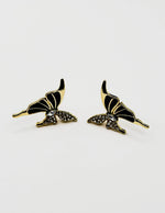 Everyday luxury fashion jewelry gold tone statement studs by Biya Accessoires Dubai.