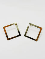 Biya Accessoires matte gold geometric square hoop earrings.