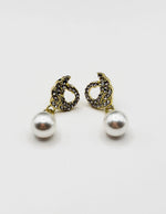 Biya Accessoires pearl drop earrings uae crystal swan design.