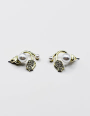 Biya Accessoires pearl drop earrings uae crystal tulip design.