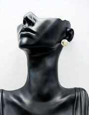 Best fashion jewelry in UAE premium pearl earrings with crystal halo.
