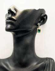 Close-up of premium hypoallergenic imitation jewelry featuring a rectangular halo design.
