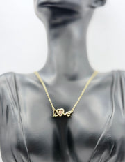 Waterproof non-tarnish artificial gold jewelry Love pendant in a luxury gift box.