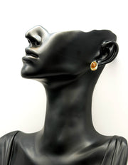 Best fashion jewelry in UAE vintage gold cabochon earrings.