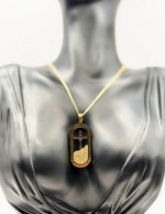 Biya Accessoires 18K gold plated skull cross medallion necklace for men and women.