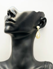 Biya Accessoires artificial jewellery online dubai gold teardrop pearl earrings.