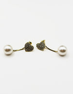 Biya Accessoires artificial jewellery online dubai crystal heart and pearl drop earrings.