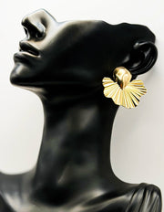 Luxe Golden Ginkgo Fan Statement Studs | Best Imitation Jewellery Brands In UAE