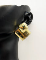 Best imitation jewellery brands in uae polished and brushed gold square earrings.
