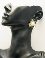 مجوهرات دبي gold plated aurora resin and crystal triangle earrings for women.