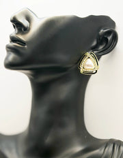 مجوهرات دبي gold plated aurora resin and crystal triangle earrings for women.