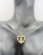 Close up of premium crystal halo heart necklace by Biya Accessoires UAE.