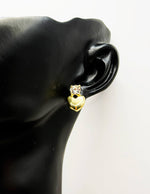 Best fashion jewelry in UAE crystal and gold 3D heart earrings.