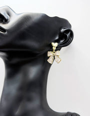 Elegant enameled bow statement earrings for women.