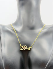 Everyday luxury fashion jewelry Love script necklace with durable PVD gold coating in Dubai.