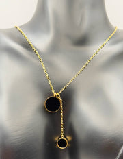 Everyday luxury fashion jewelry gold lariat necklace with durable PVD coating in Dubai.