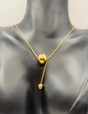 Waterproof non-tarnish artificial gold Y-necklace with gold bead pendant in Dubai.