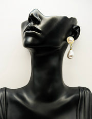 Biya Accessoires artificial jewellery online dubai vintage pearl halo drop earrings.