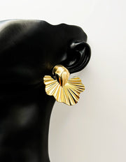 Luxe Golden Ginkgo Fan Statement Studs | Best Imitation Jewellery Brands In UAE