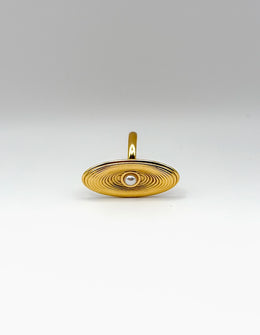 Zenith Ripple Oval Pearl Statement Ring | 18K Gold Plated | Waterproof