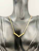 18K gold plated crystal chevron V-shape necklace.