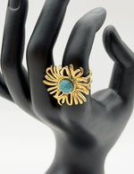 Hypoallergenic non-tarnish gold architectural openwork ring UAE.