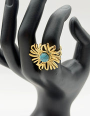 Hypoallergenic non-tarnish gold architectural openwork ring UAE.
