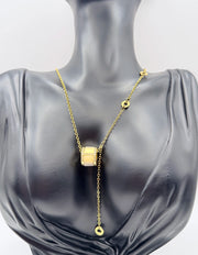 Waterproof gold shell inlay necklace with Roman coin charms Dubai.