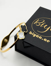 Hypoallergenic non-tarnish high polish gold rigid hinge clasp bangle UAE.