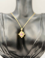 Hypoallergenic non-tarnish ornate pink and clear crystal jewelry.