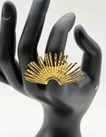 Waterproof gold large hammered half sun fan ring for women Dubai.