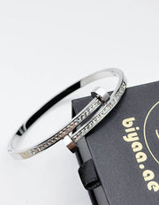 Non-tarnish silver plated industrial bolt bracelet for women Dubai.