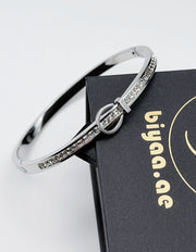 Waterproof silver love engraved crystal bracelet for women Dubai.