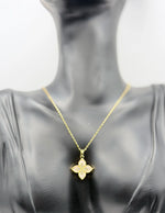 Waterproof gold and onyx style clover necklace for women Dubai.