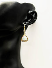 Luxe Moonstone Triangular Halo Drop Earrings | BEST FASHION JEWELRY IN UAE