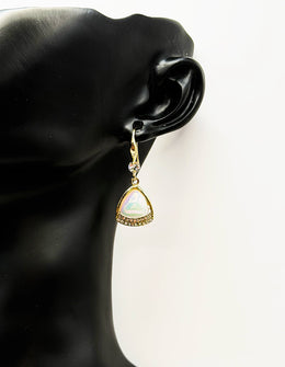 Luxe Moonstone Triangular Halo Drop Earrings | BEST FASHION JEWELRY IN UAE