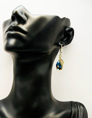 Luxe Sapphire Blue Peacock Crystal Drop Earrings | BEST FASHION JEWELRY IN UAE