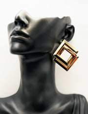 Luxe Interlocking Geometric Diamond Hoops | BEST FASHION JEWELRY IN UAE
