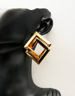 Luxe Interlocking Geometric Diamond Hoops | BEST FASHION JEWELRY IN UAE