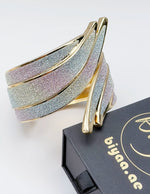 Waterproof 18K gold iridescent enamel statement cuff Biya Accessoires UAE.