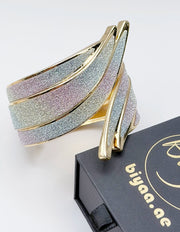 Waterproof 18K gold iridescent enamel statement cuff Biya Accessoires UAE.
