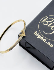 Vanguard Chevron Crystal Bangle | 18K Gold Plated & Silver | Waterproof
