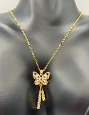 Premium cubic zirconia butterfly tassel statement necklace UAE.