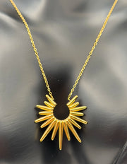Premium gold rhodium plated architectural necklace gift Dubai.