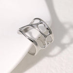 Modern luxury fine art editorial silver jewelry wide band molten ring gift for her.