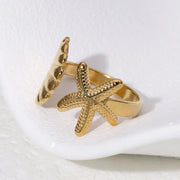 Modern luxury fine art editorial gold jewelry coastal statement ring gift for her.